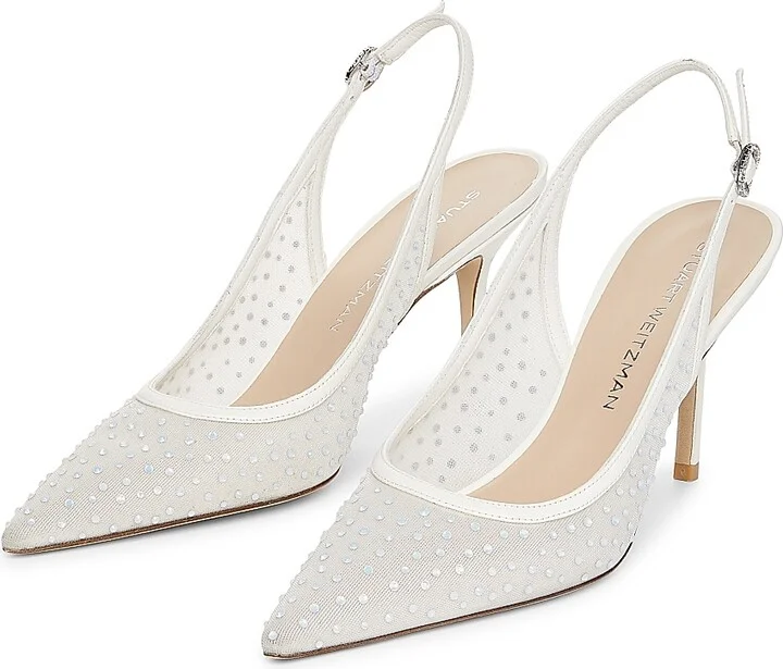 Women's Emilia 85MM Mesh Crystal-Embellished Slingback Pumps - Black - Size 6 - Image 5