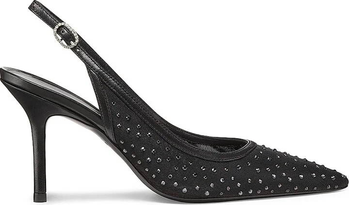 Women's Emilia 85MM Mesh Crystal-Embellished Slingback Pumps - Black - Size 6