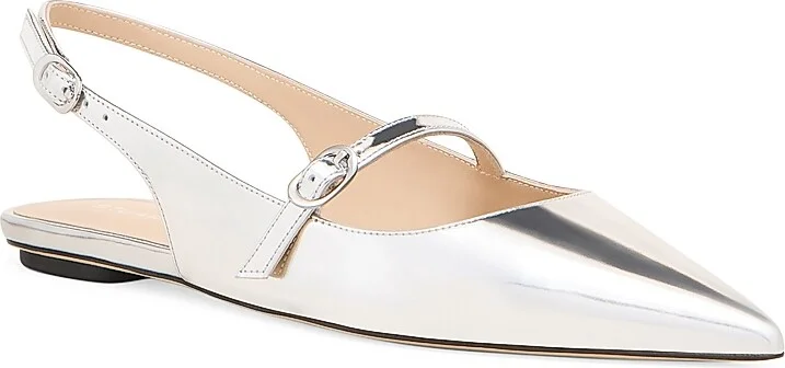 Women's Emilia Mary Jane Patent Leather Slingback Flats - Silver - Size 10 - Image 2