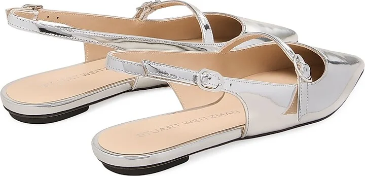 Women's Emilia Mary Jane Patent Leather Slingback Flats - Silver - Size 10 - Image 3