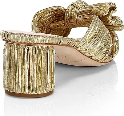 Women's Emilia Pleated Knot Mules - Gold - Size 5 - Image 3