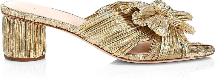 Women's Emilia Pleated Knot Mules - Gold - Size 5