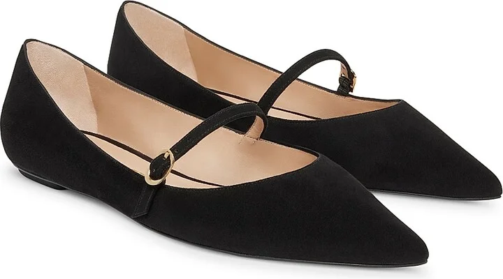 Women's Emilia Suede Point-Toe Mary Janes - Black - Size 7 - Image 2