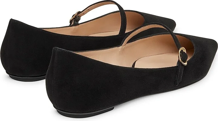 Women's Emilia Suede Point-Toe Mary Janes - Black - Size 7 - Image 3