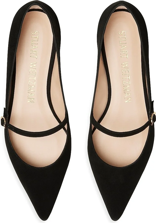 Women's Emilia Suede Point-Toe Mary Janes - Black - Size 7 - Image 4