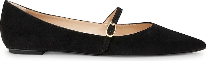 Women's Emilia Suede Point-Toe Mary Janes - Black - Size 7