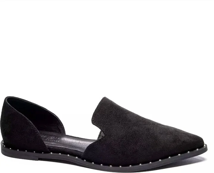 Women's Emy Pointed Toe D'orsay Flats In Black Fine Suede