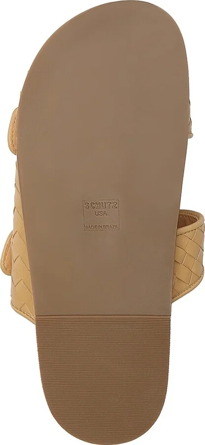 Women's Enola Woven Leather Sandals - Beige Gold - Size 5 - Image 8