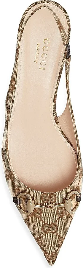 Women's Erin 45MM GG Canvas Slingback Pumps - Beige Ebony - Size 6 - Image 4