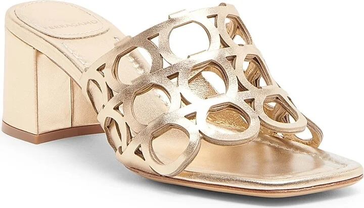 Women's Erne 55MM Cut-Out Metallic Leather Mules - Gold - Size 5.5 - Image 2