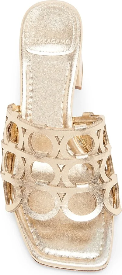 Women's Erne 55MM Cut-Out Metallic Leather Mules - Gold - Size 5.5 - Image 4