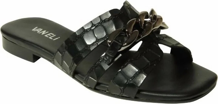 Women's Errita Flat Sandal In Black Crocodile