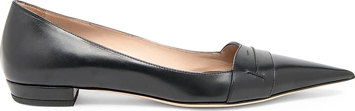 Women's Eva 25MM Leather Ballerina Flats - Black - Size 6