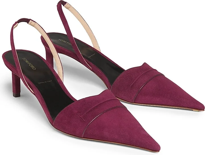 Women's Eva 55MM Suede Slingbacks - Red Plum - Size 7 - Image 2