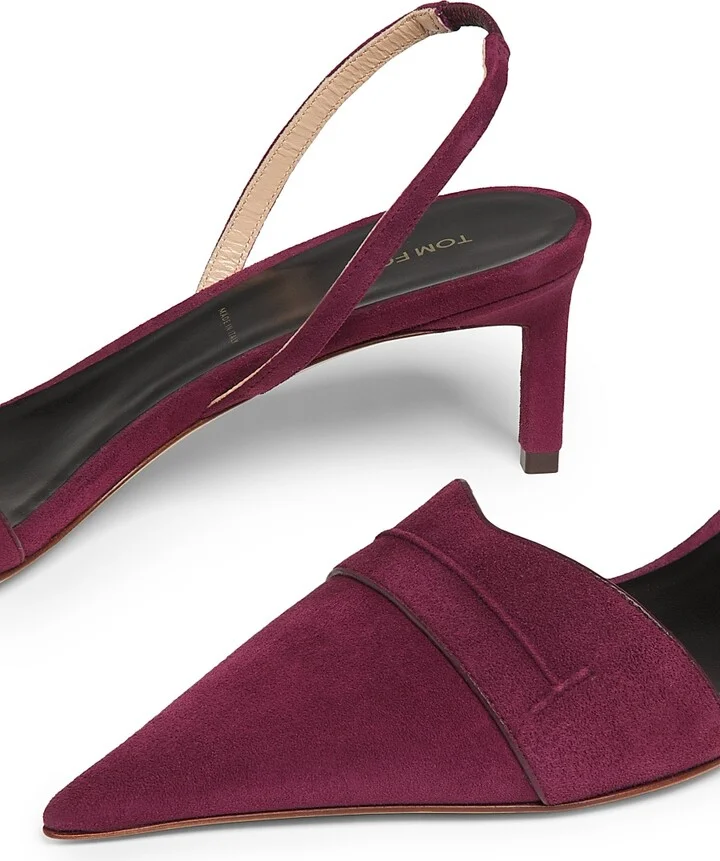 Women's Eva 55MM Suede Slingbacks - Red Plum - Size 7 - Image 5