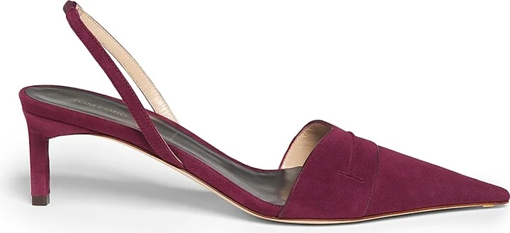 Women's Eva 55MM Suede Slingbacks - Red Plum - Size 7
