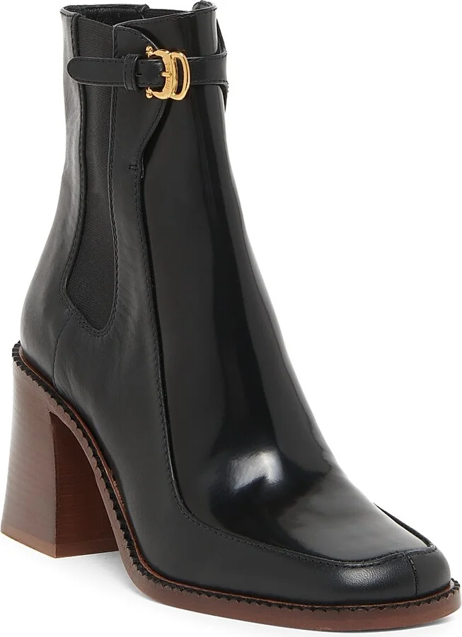 Women's Eva 75MM Buckle-Detailed Leather Ankle Boots - Black - Size 10 - Image 2