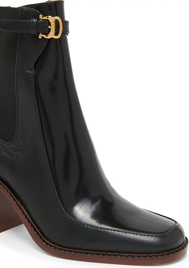 Women's Eva 75MM Buckle-Detailed Leather Ankle Boots - Black - Size 10 - Image 6