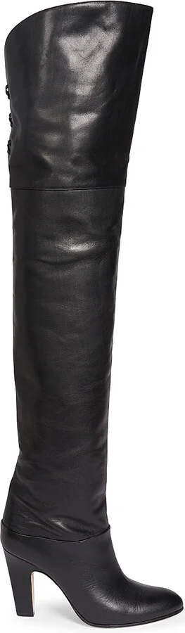 Women's Eve 70MM Leather Over-The-Knee Boots - Black - Size 6.5