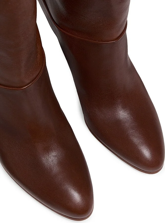 Women's Eve 85MM Leather Over-the-Knee Boots - Sooty Brown - Size 6.5 - Image 4