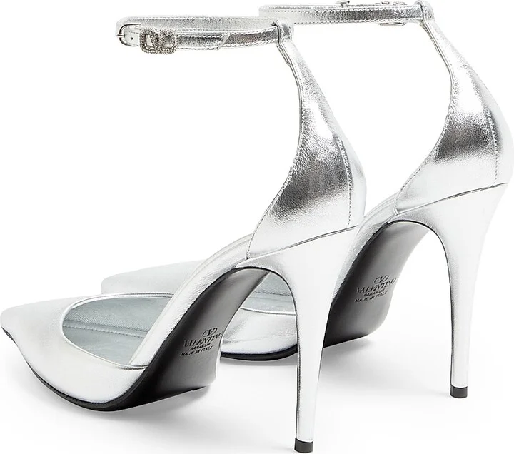 Women's Eveninglam 100MM Pumps in Laminated Nappa - Silver - Size 5 - Image 2
