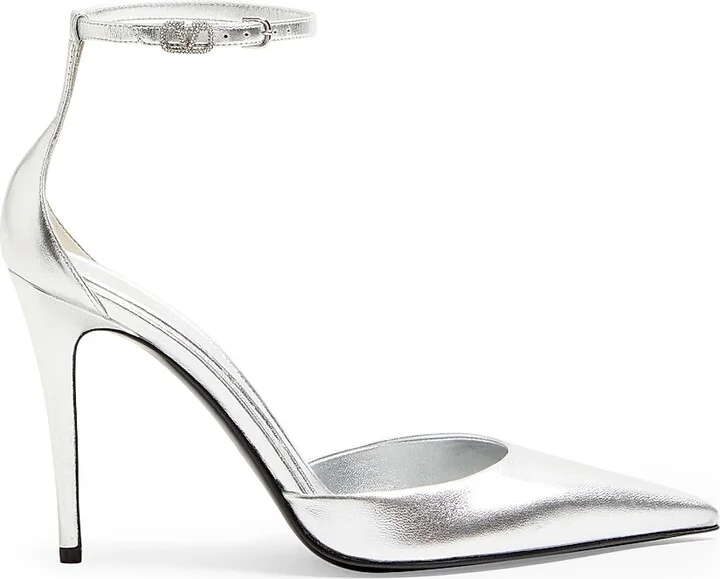 Women's Eveninglam 100MM Pumps in Laminated Nappa - Silver - Size 5