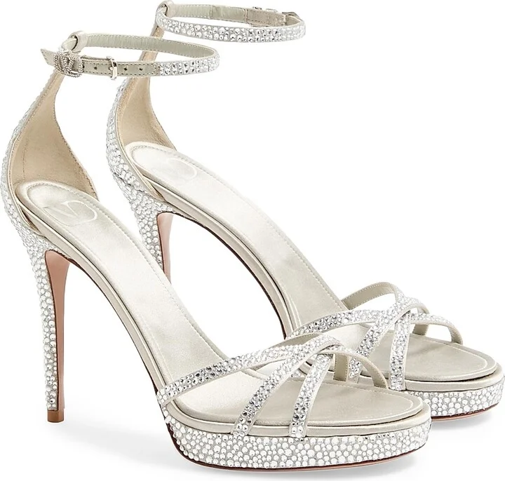 Women's Eveninglam 120MM Platform Sandals with Crystals - Crystal Grey - Size 7 - Image 2