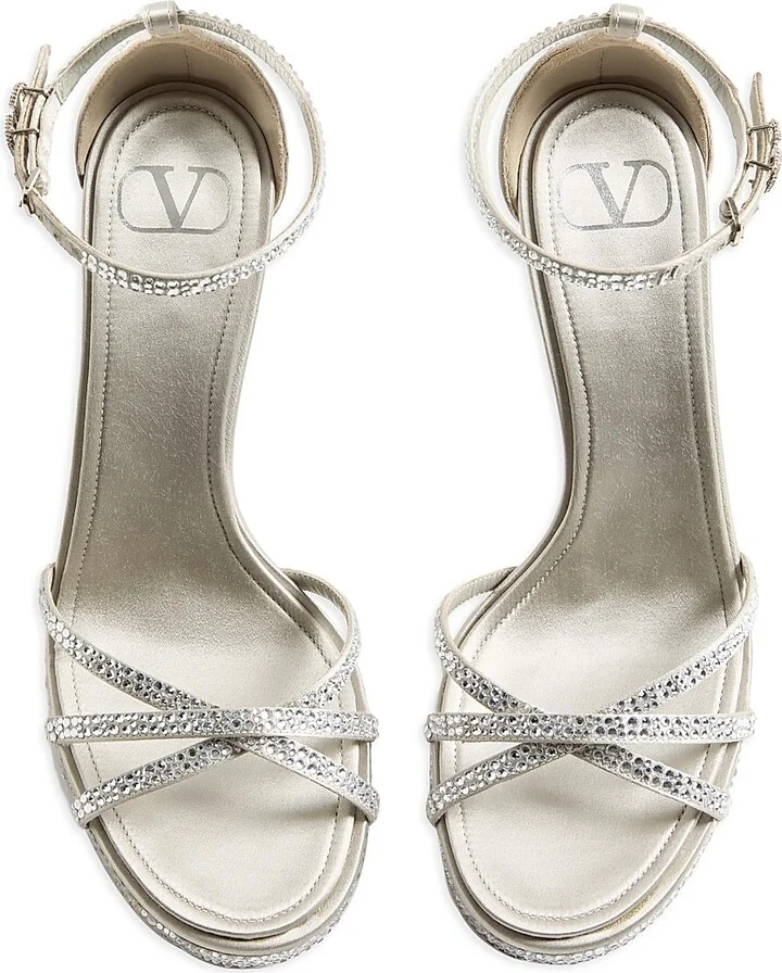 Women's Eveninglam 120MM Platform Sandals with Crystals - Crystal Grey - Size 7 - Image 3