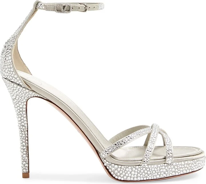 Women's Eveninglam 120MM Platform Sandals with Crystals - Crystal Grey - Size 7