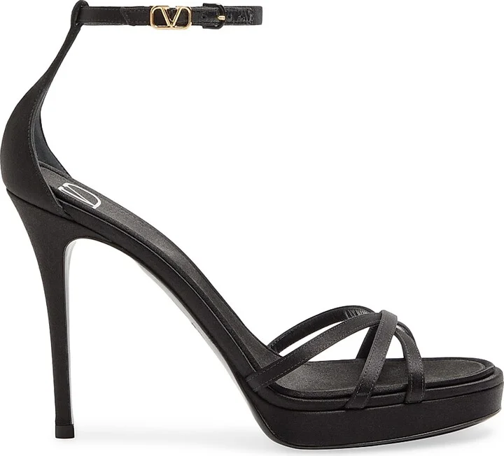 Women's Eveninglam 120MM Satin Platform Sandals - Black - Size 7