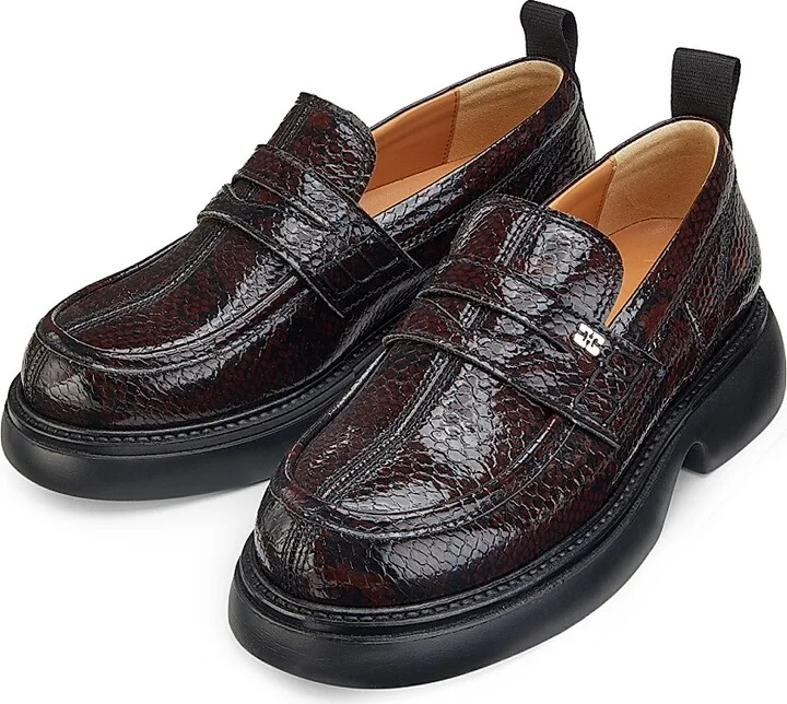 Women's Everyday Snake-Embossed Loafers - Dark Burgundy - Size 7 - Image 2