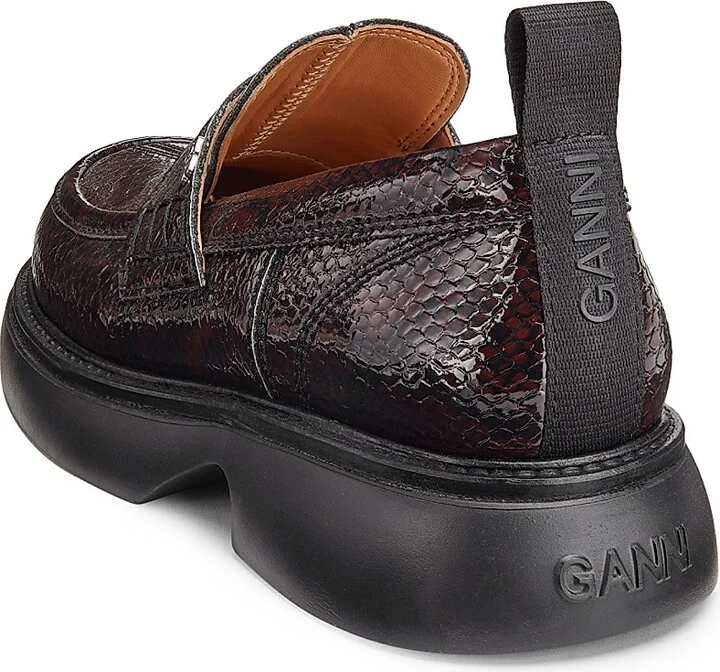 Women's Everyday Snake-Embossed Loafers - Dark Burgundy - Size 7 - Image 3
