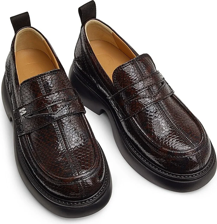 Women's Everyday Snake-Embossed Loafers - Dark Burgundy - Size 7 - Image 4