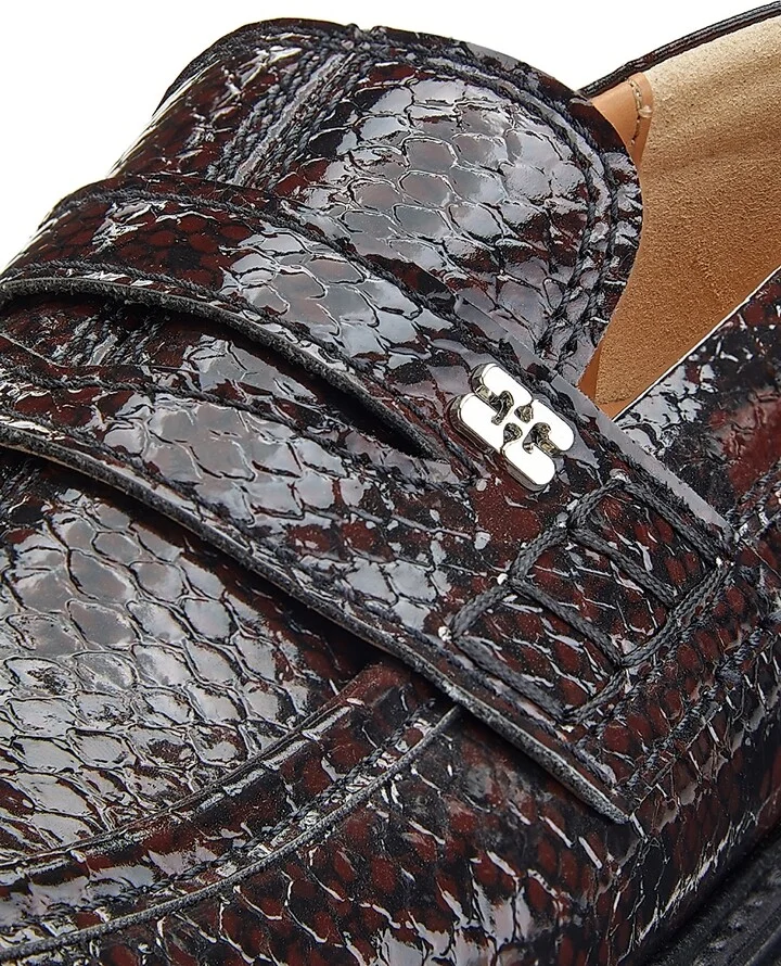 Women's Everyday Snake-Embossed Loafers - Dark Burgundy - Size 7 - Image 5