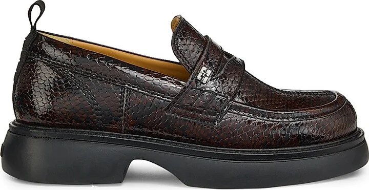 Women's Everyday Snake-Embossed Loafers - Dark Burgundy - Size 7