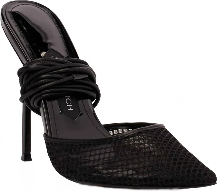 Women's Exotic Ankle Wrap Sandals In Noir