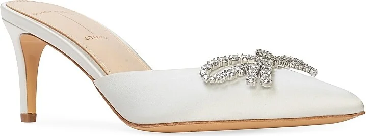 Women's Extra 65MM Satin Mules - White Satin - Size 5 - Image 3