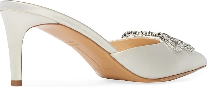 Women's Extra 65MM Satin Mules - White Satin - Size 5 - Image 4