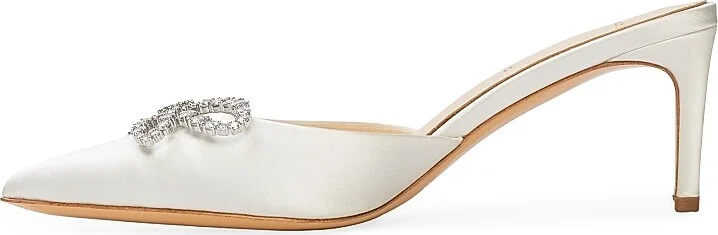 Women's Extra 65MM Satin Mules - White Satin - Size 5 - Image 5