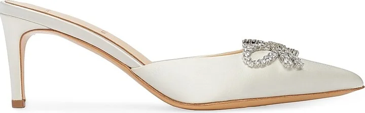 Women's Extra 65MM Satin Mules - White Satin - Size 5