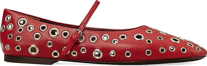 Women's Eyelet Leather Mary Jane Ballet Flats - Perfect Black - Size 10.5 - Image 6