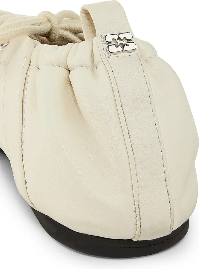 Women's Eyelets Lace-Up Ballet Flats - Egret - Size 5 - Image 5
