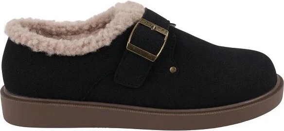 Women's Ezra Black Shearling Buckle Clogs - Image 2