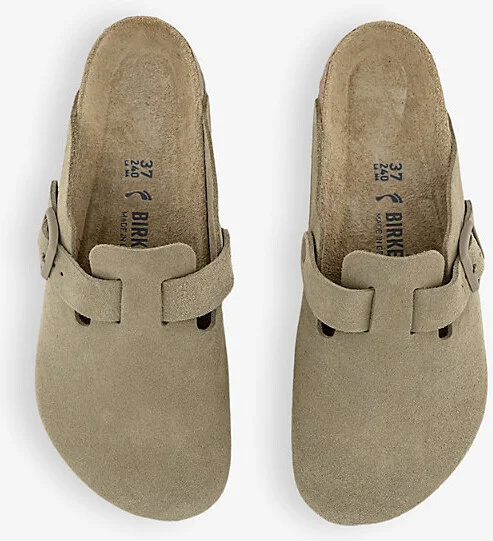 Womens Faded Khaki Boston Logo-Embossed Suede Clogs Eur 39 / 6 Uk Women - Image 2