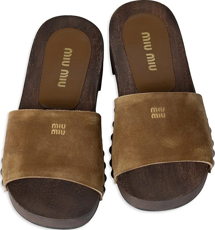 Women's Faded Suede Clogs - Brown - Size 5 - Image 2