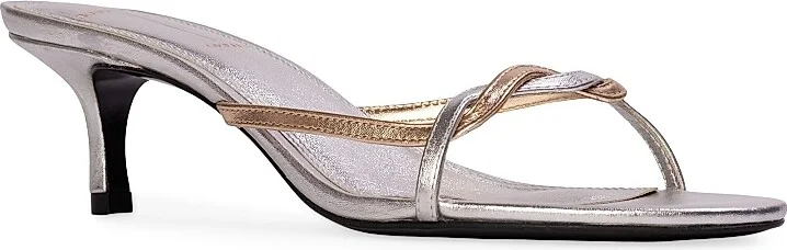 Women's Fae 50MM Metallic Sandals - Silver Gold Leather - Size 6 - Image 2