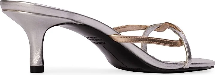 Women's Fae 50MM Metallic Sandals - Silver Gold Leather - Size 6 - Image 3