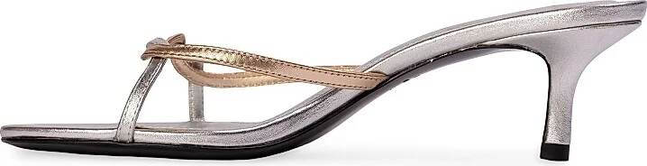 Women's Fae 50MM Metallic Sandals - Silver Gold Leather - Size 6 - Image 4