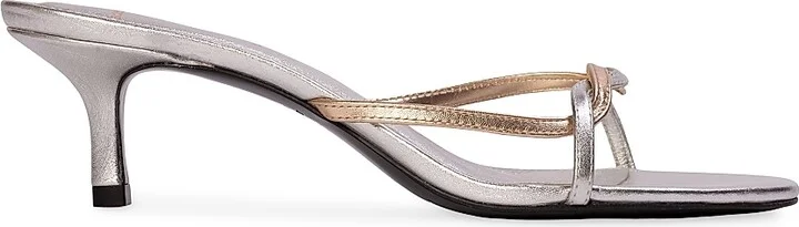 Women's Fae 50MM Metallic Sandals - Silver Gold Leather - Size 6