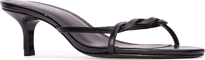 Women's Fae 50MM Slip-On Sandals - Black Leather - Size 5 - Image 2